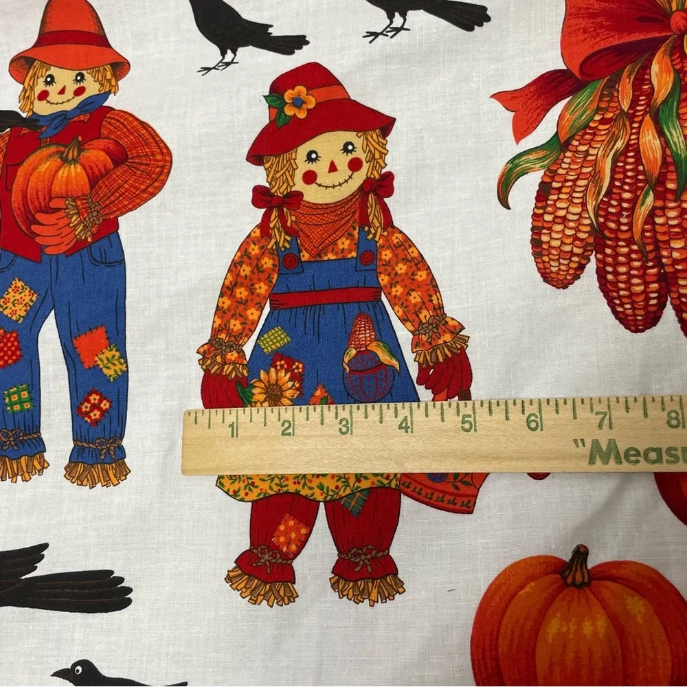 Vintage Autumn Applique No-Sew Crafting Fabric Panel Halloween Thanksgiving #K31